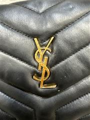 YSL Calfskin Y Quilted Monogram Toy Loulou Crossbody Bag Black